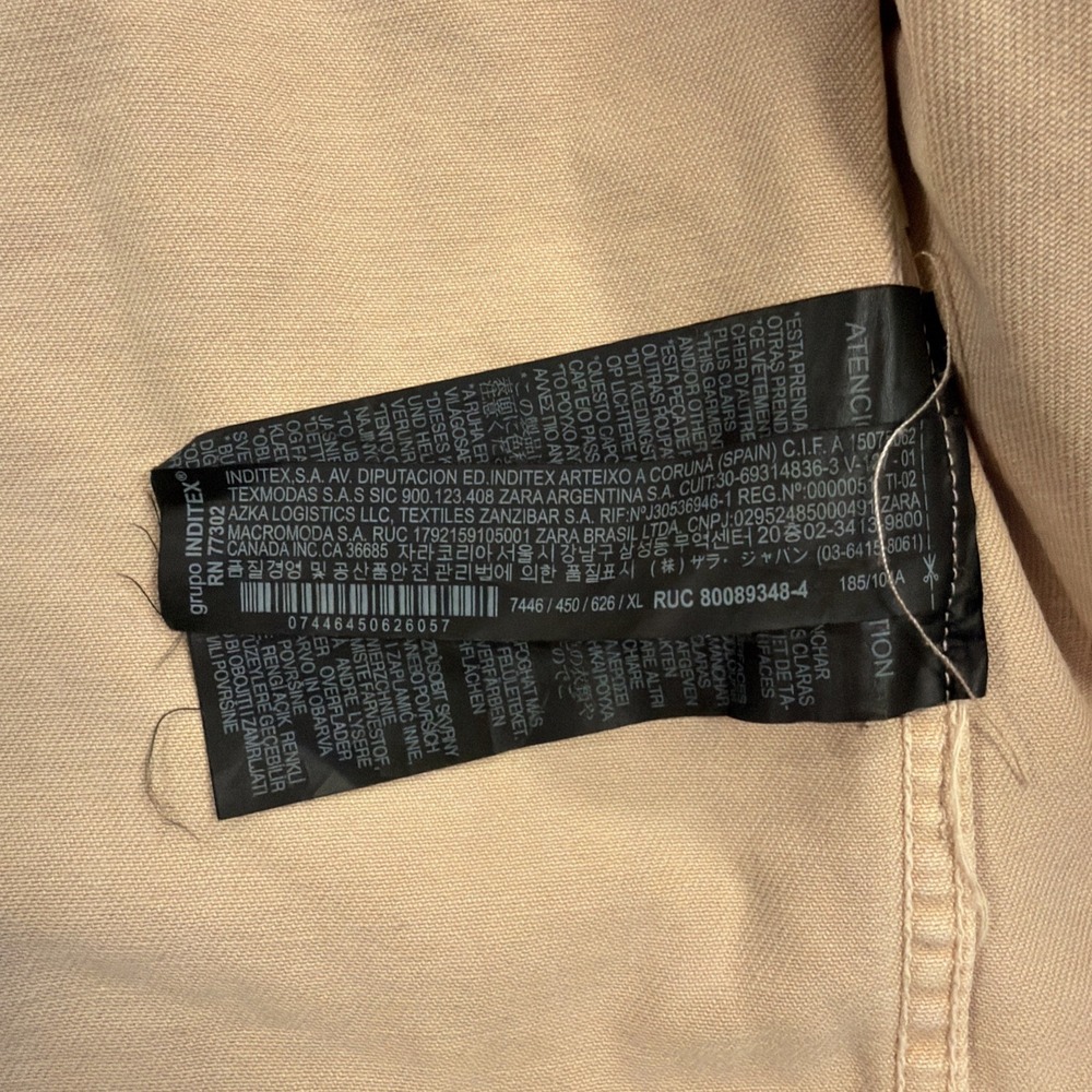Zara Oversized Denim Over Shirt Tan/Biege Size Medium - Picture 7 of 8